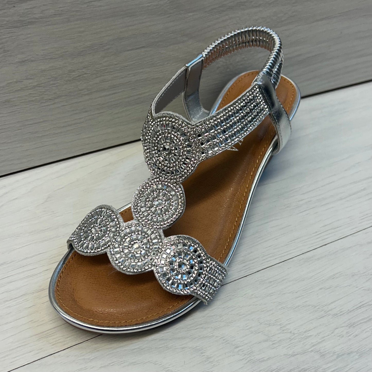 A68107 silver diamanté sandal