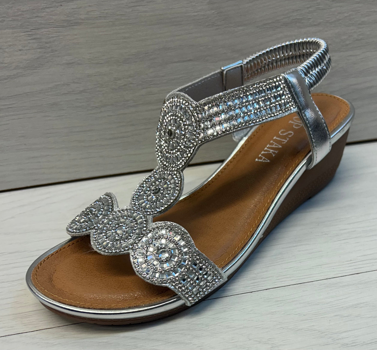 A68107 silver diamanté sandal