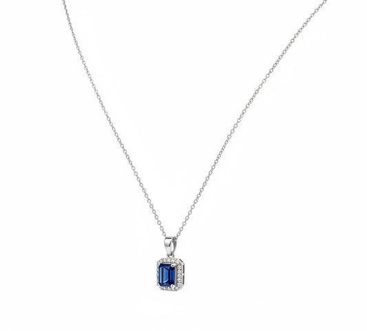 Navy diamanté stone necklace