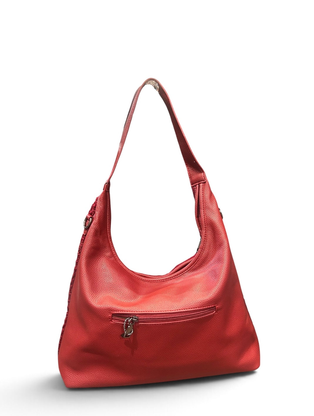 Burgundy knit slouch bag