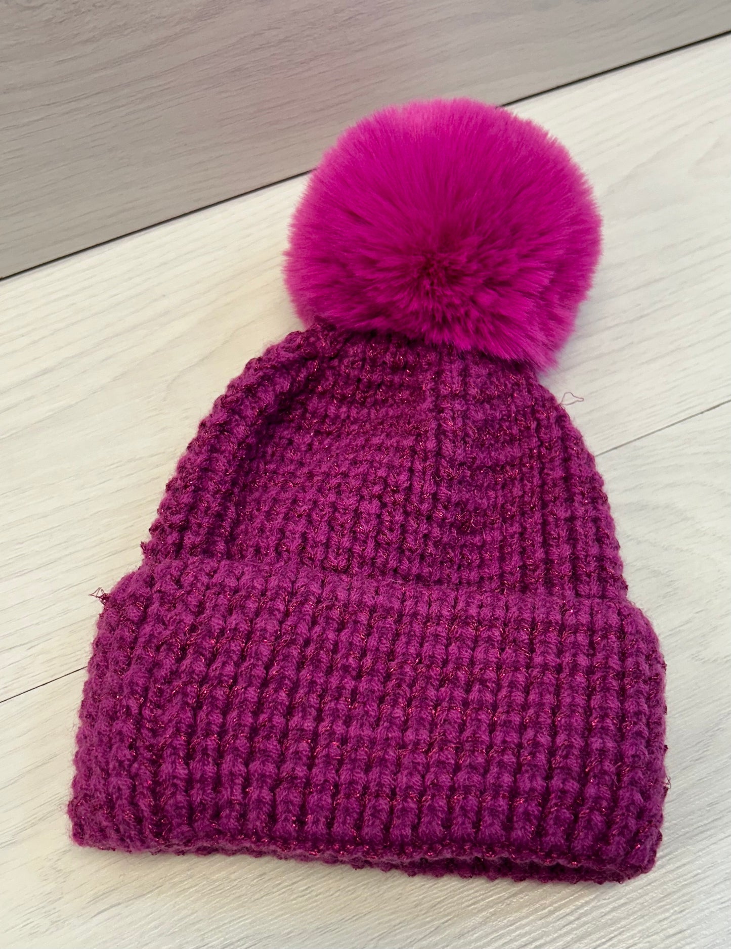 Magenta glitter hat