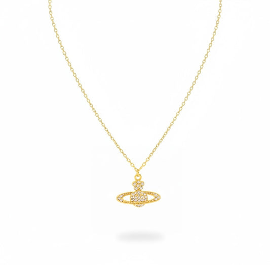 Gold flower orb necklace