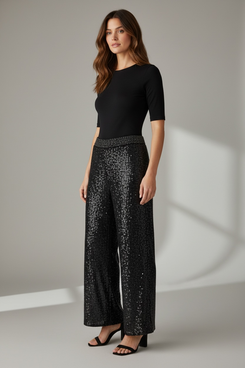Black sequin trouser