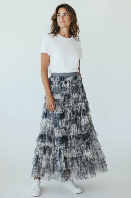Grey/Blue shredded skirt