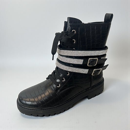Diamanté military boot