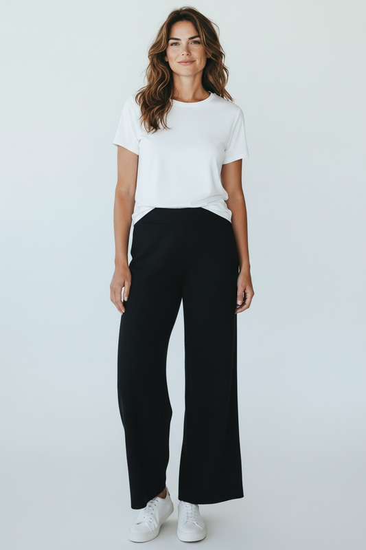 Black thin knit trouser