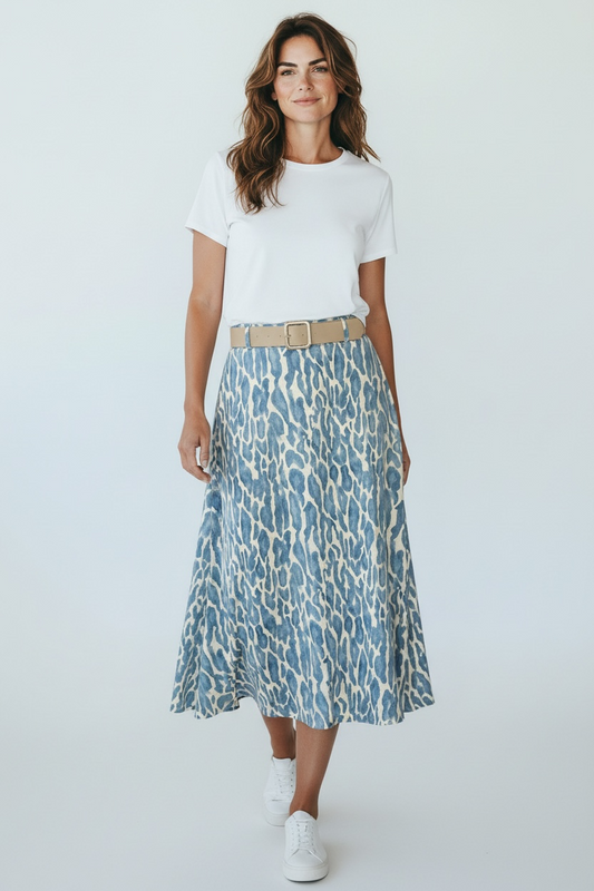 Blue animal print skirt