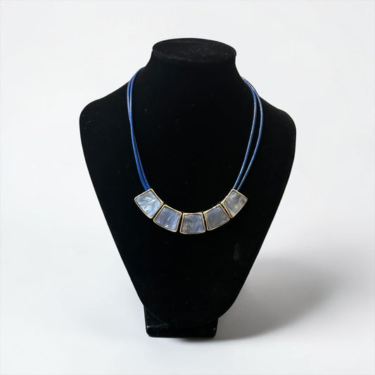 Blue squared necklace