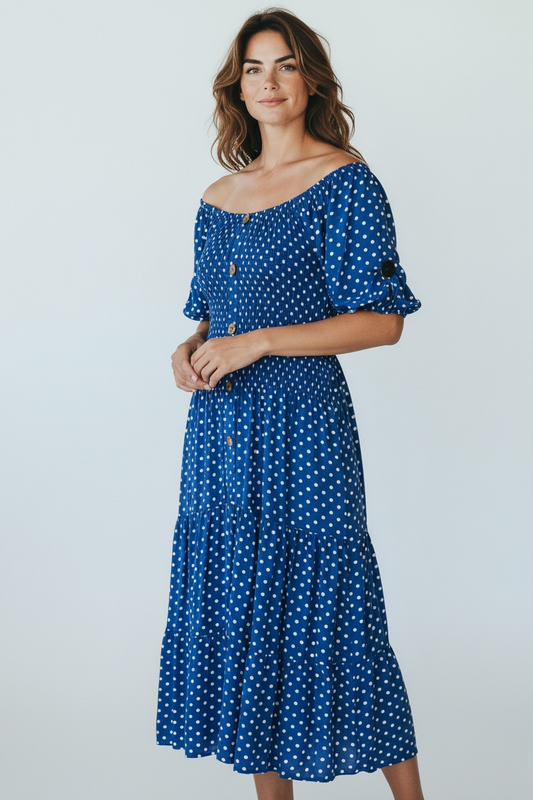 Cobalt/white polka dot dress