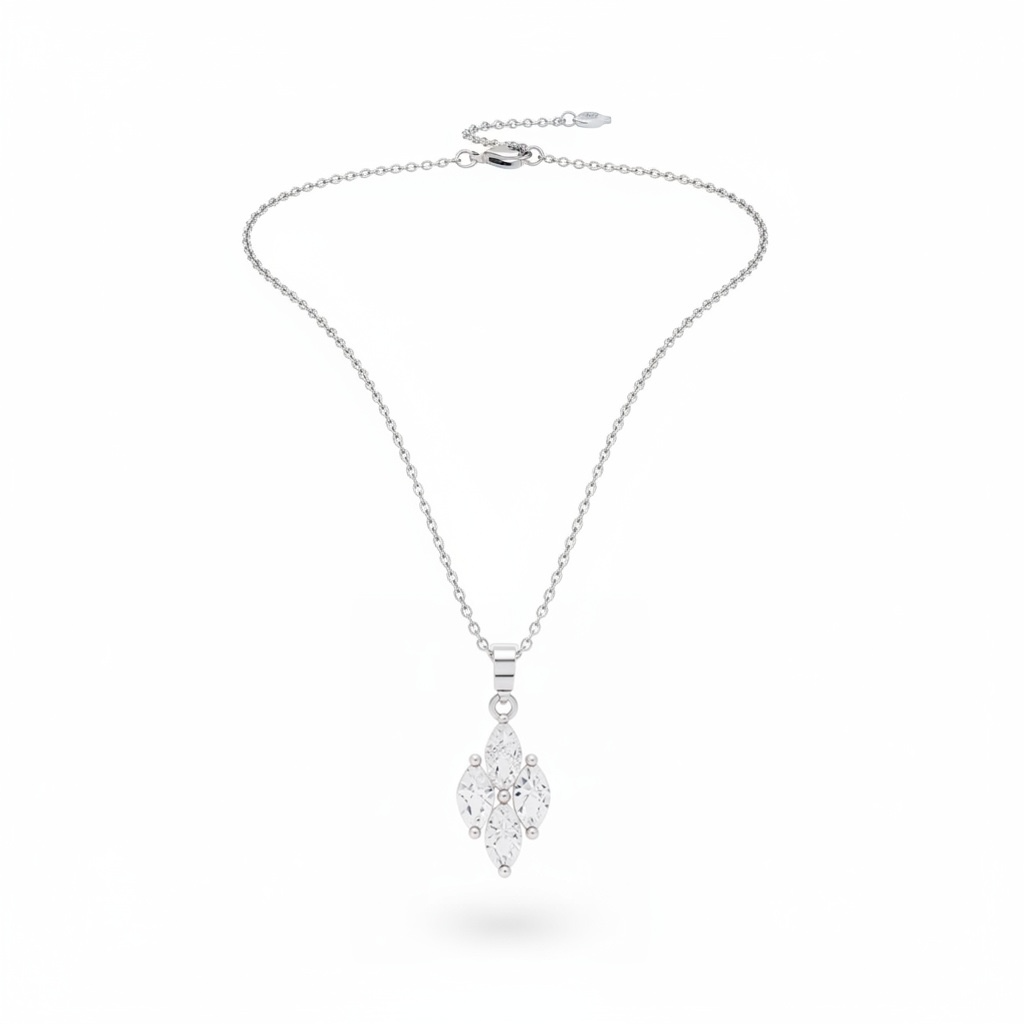 4 stone diamanté silver necklace