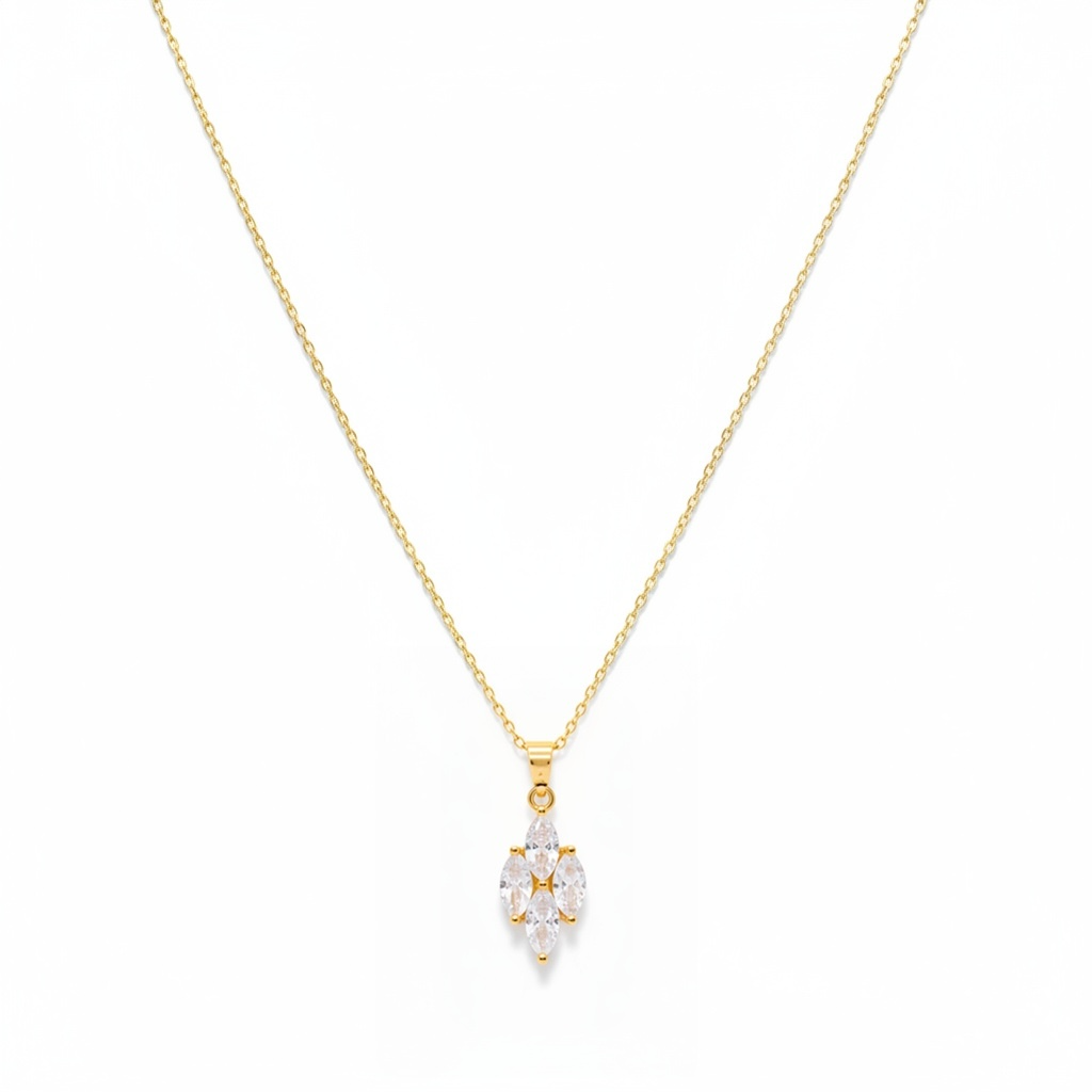4 stone diamanté Gold necklace