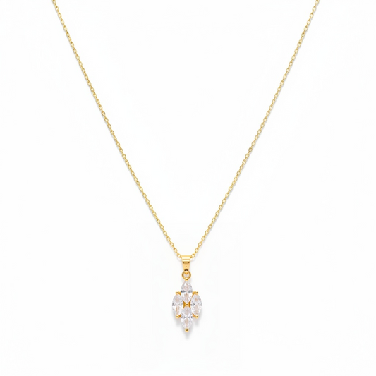 4 stone diamanté Gold necklace